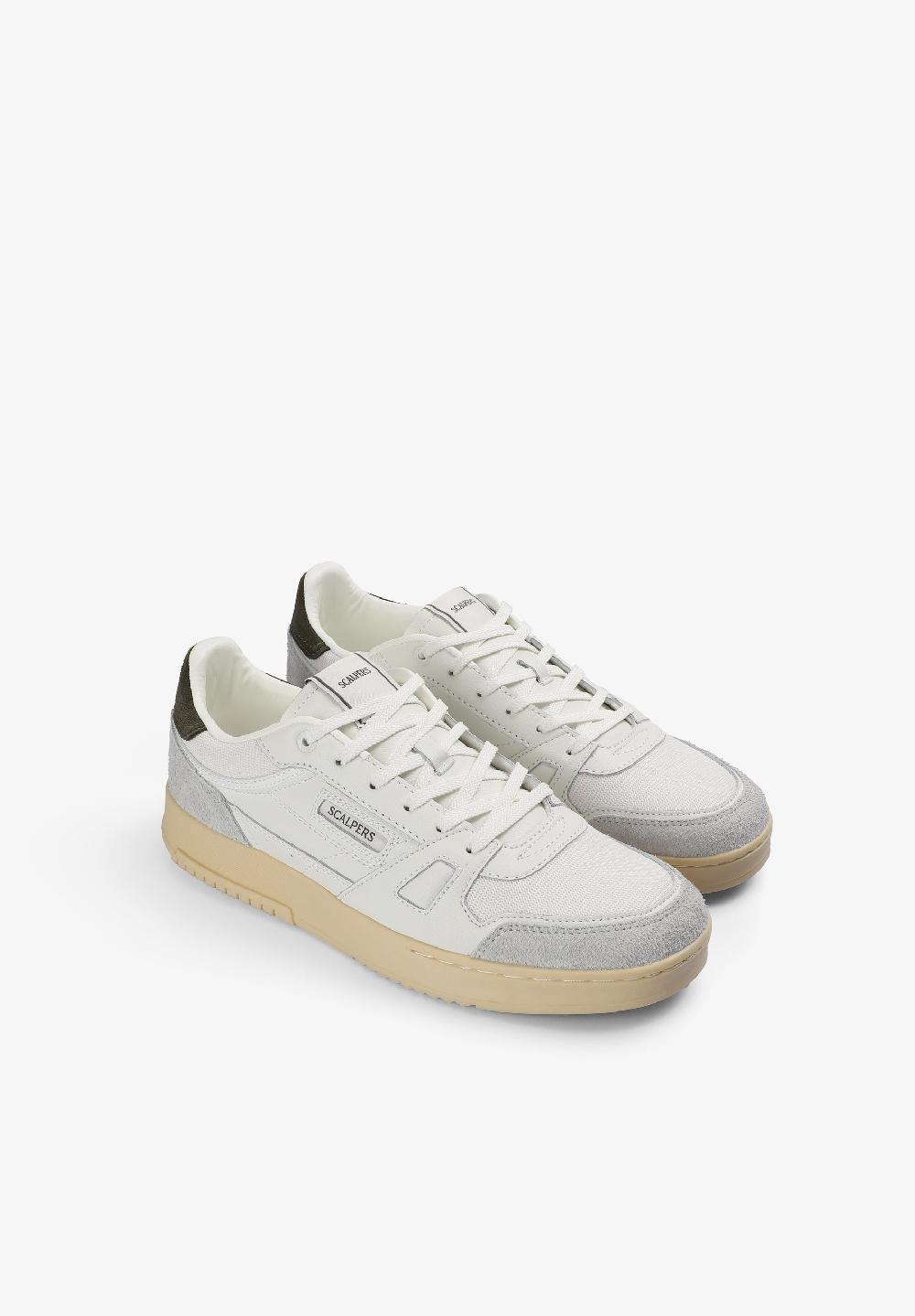 Scalpers LEATHER LOGO SNEAKERS WHITE/KHAKI