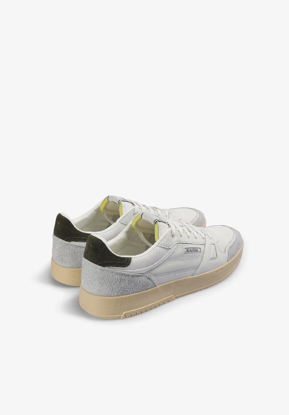Scalpers LEATHER LOGO SNEAKERS WHITE/KHAKI