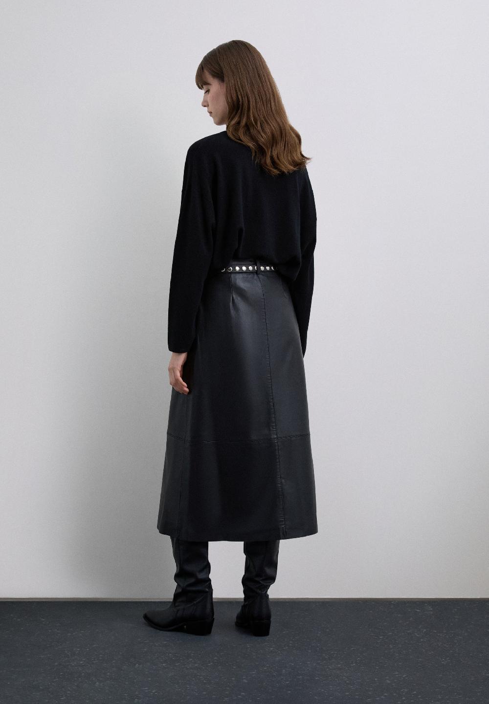 Scalpers LEATHER MIDI SKIRT BLACK