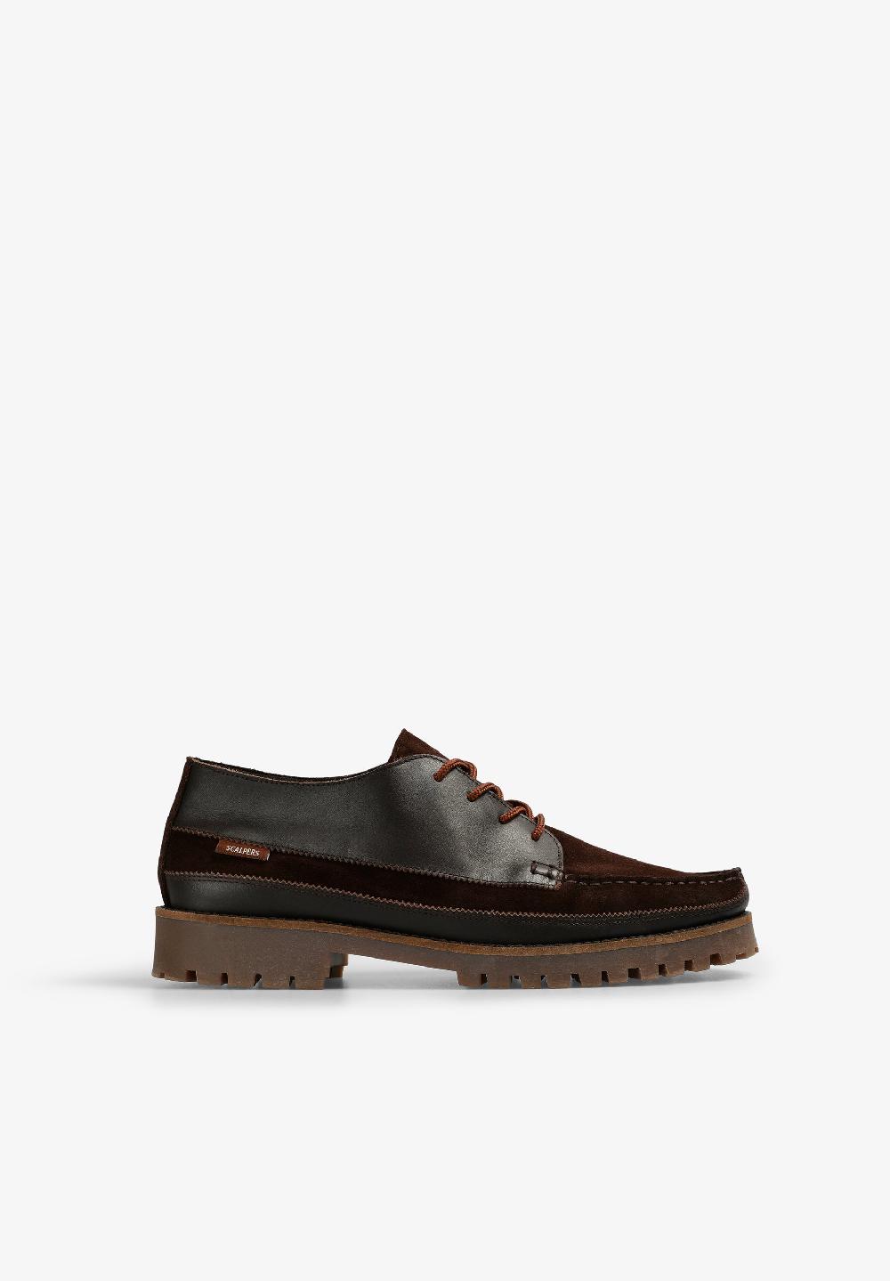 Scalpers LEATHER SHOES WITH TRACK SOLES BROWN