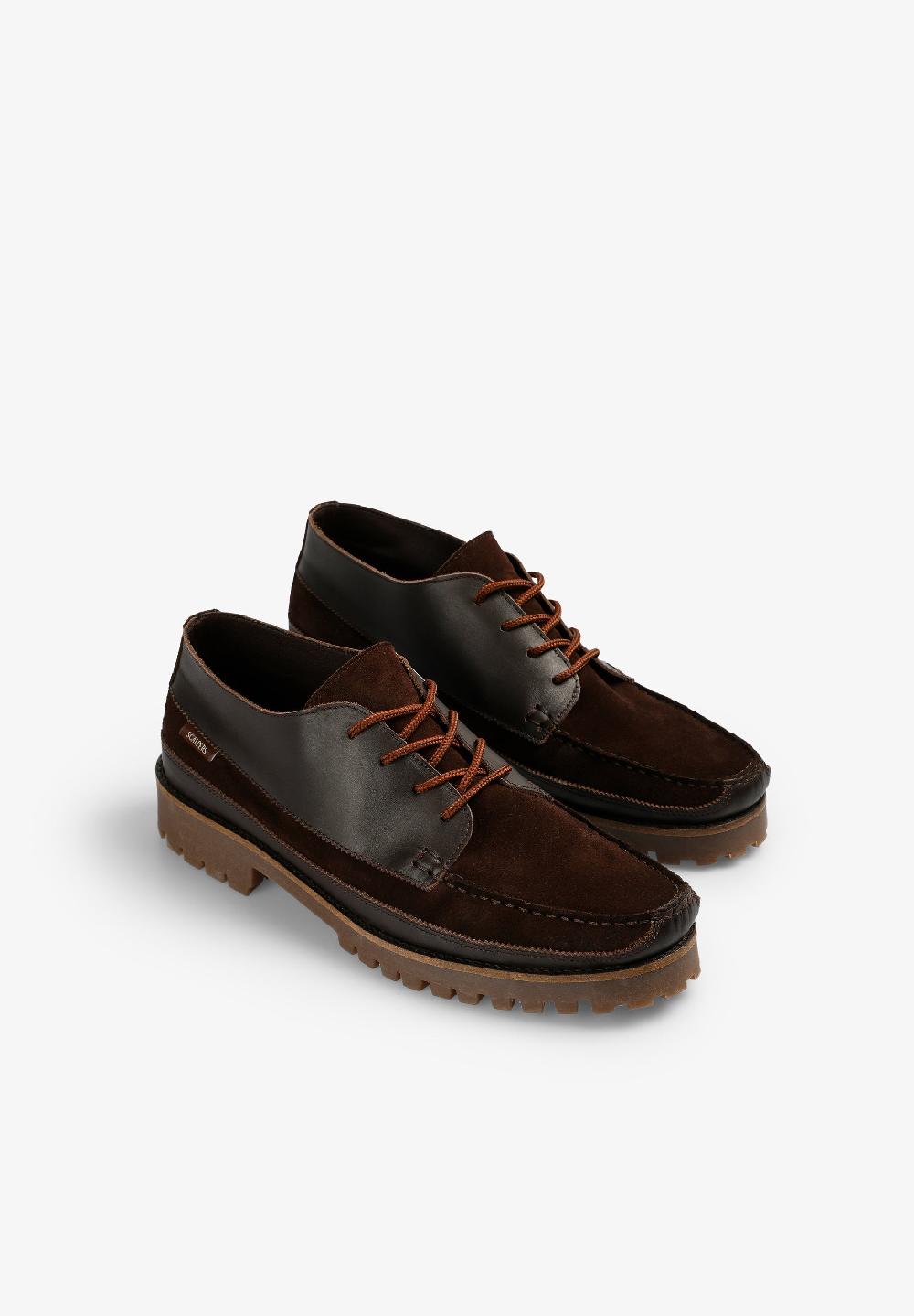Scalpers LEATHER SHOES WITH TRACK SOLES BROWN