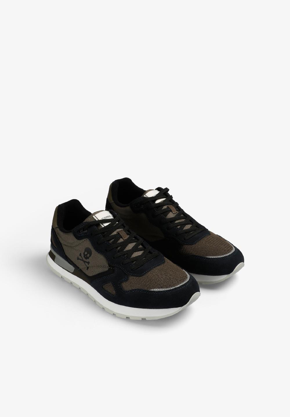 Scalpers LEATHER SKULL SNEAKERS KHAKI/NAVY