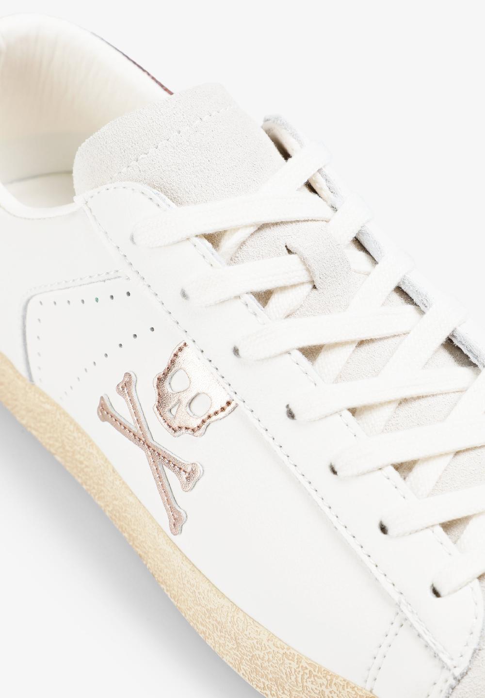 Scalpers LEATHER SKULL SNEAKERS OFF WHITE/BRONZE