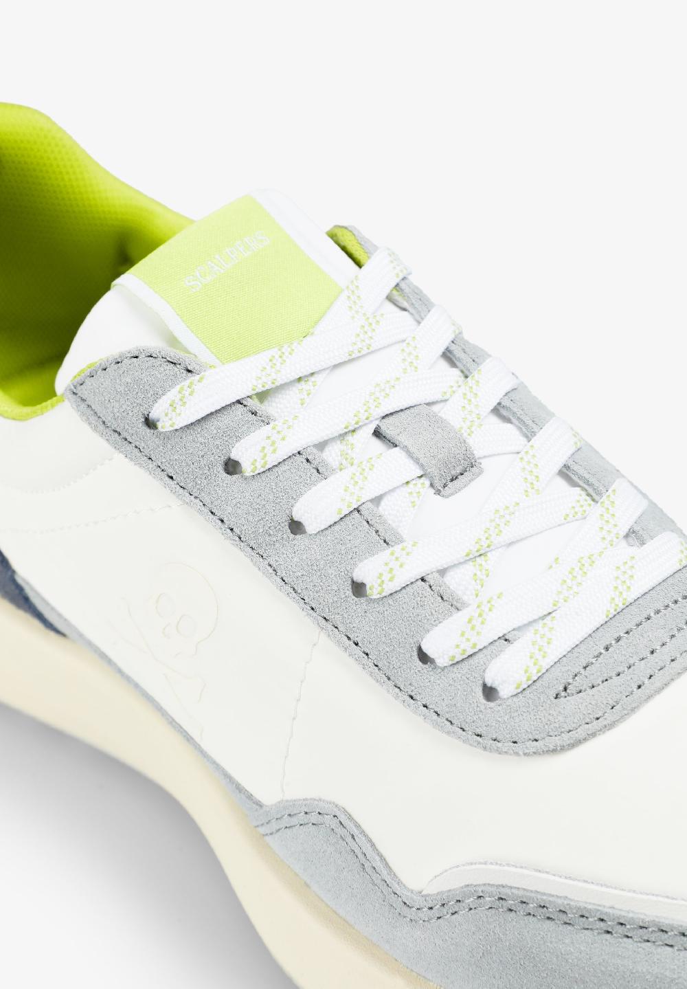 Scalpers LEATHER SKULL SNEAKERS OFF WHITE/LIME