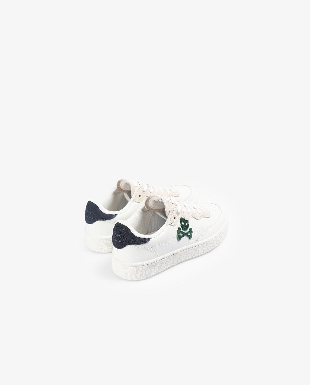 Scalpers LEATHER SKULL SNEAKERS OFF WHITE/NAVY