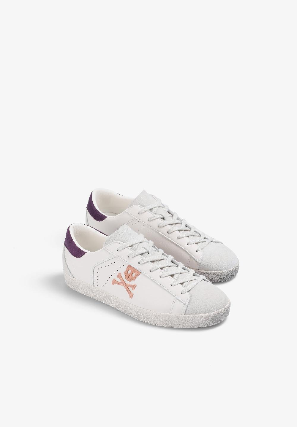 Scalpers LEATHER SKULL SNEAKERS OFF WHITE/PURPLE