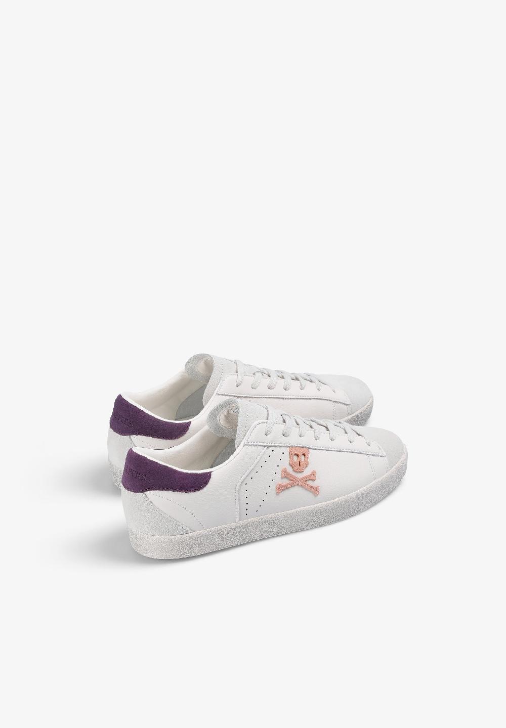 Scalpers LEATHER SKULL SNEAKERS OFF WHITE/PURPLE