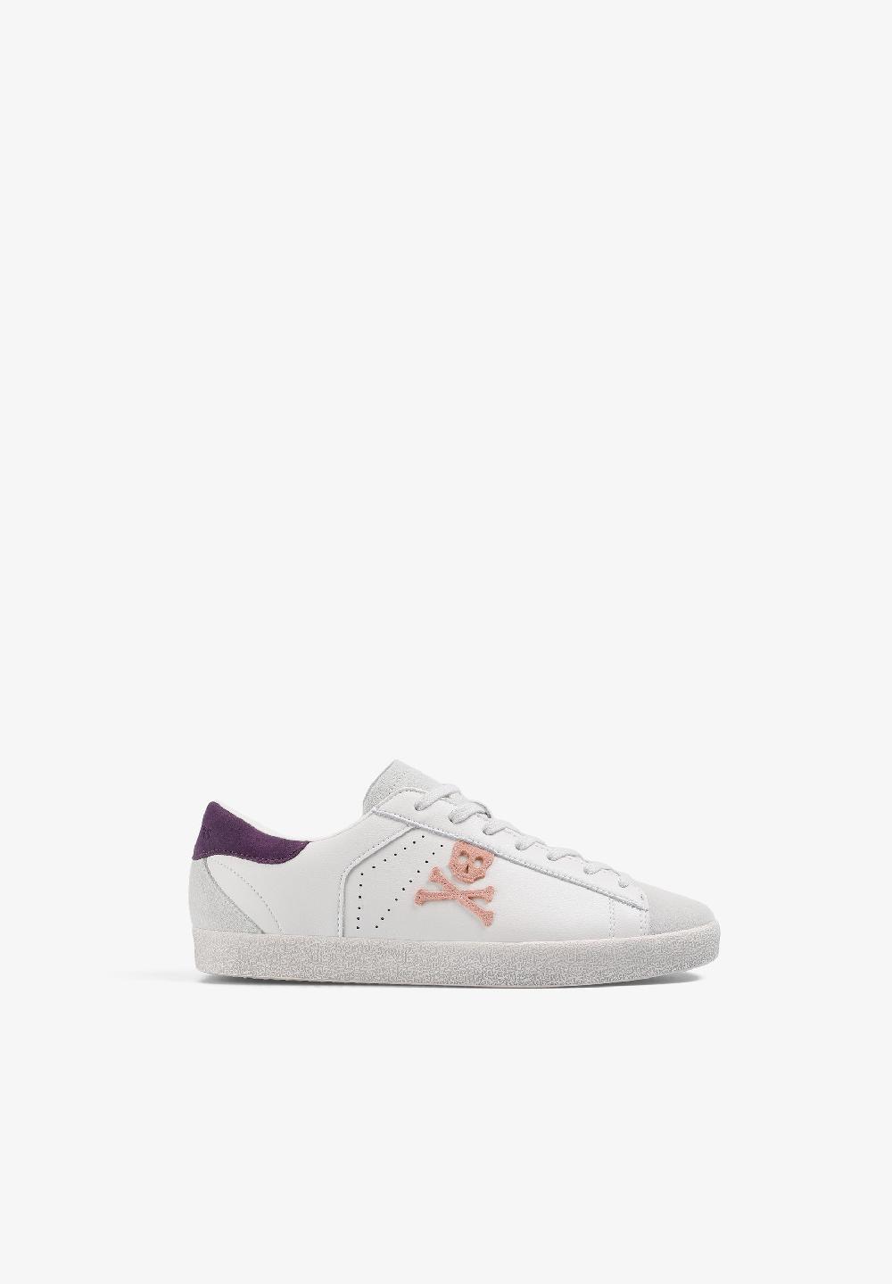 scalpers LEATHER SKULL SNEAKERS OFF WHITE/PURPLE
