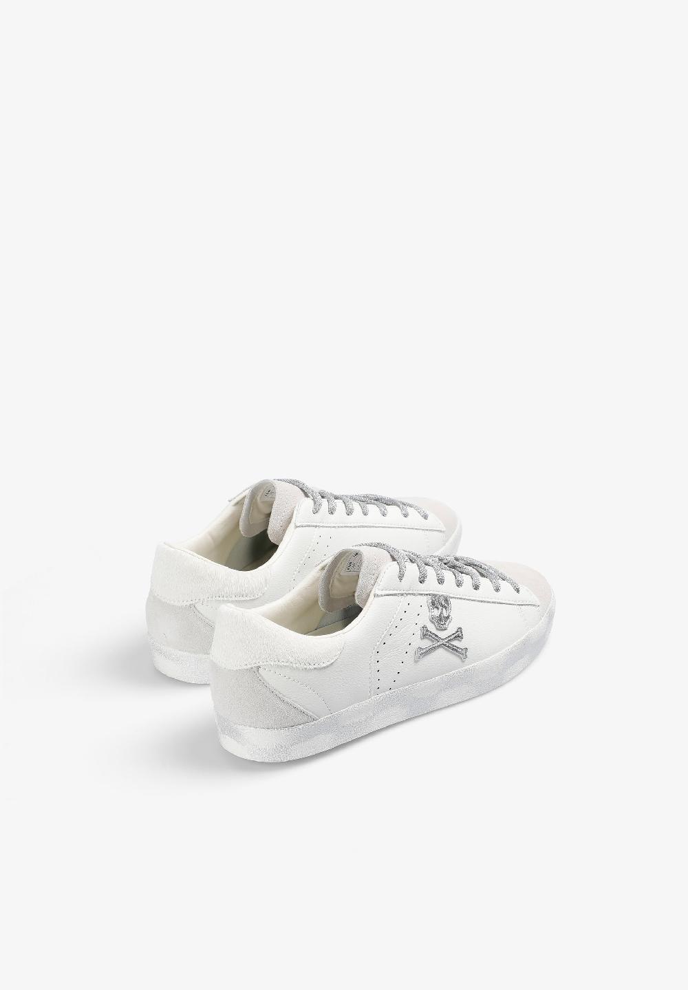Scalpers LEATHER SKULL SNEAKERS OFF WHITE/SILVER