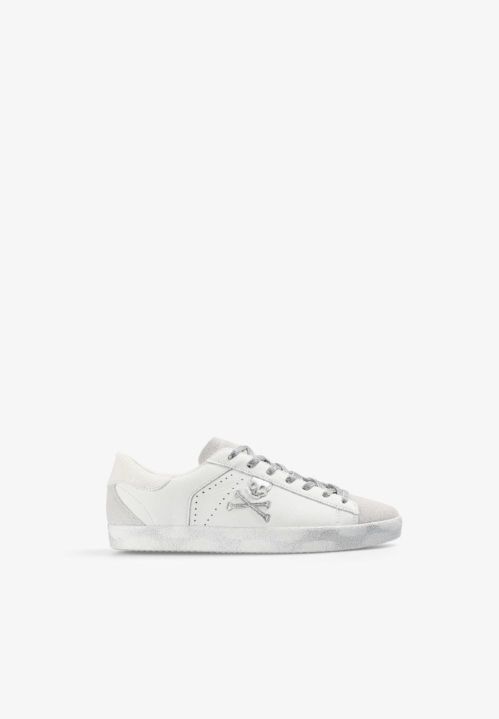 scalpers LEATHER SKULL SNEAKERS OFF WHITE/SILVER