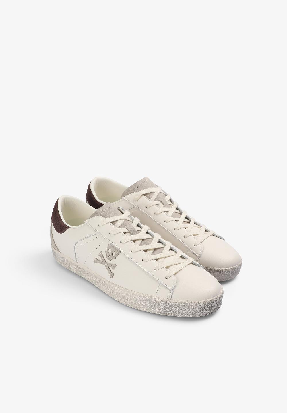 Scalpers LEATHER SKULL SNEAKERS WHITE/BURGUNDY