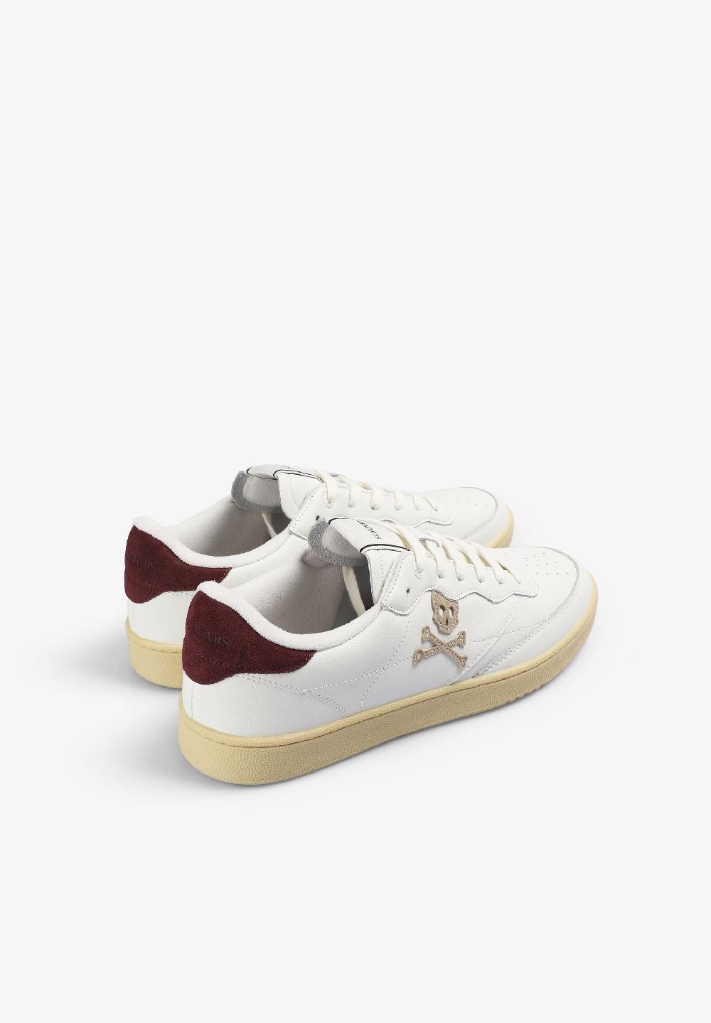 Scalpers LEATHER SKULL SNEAKERS WHITE/BURGUNDY