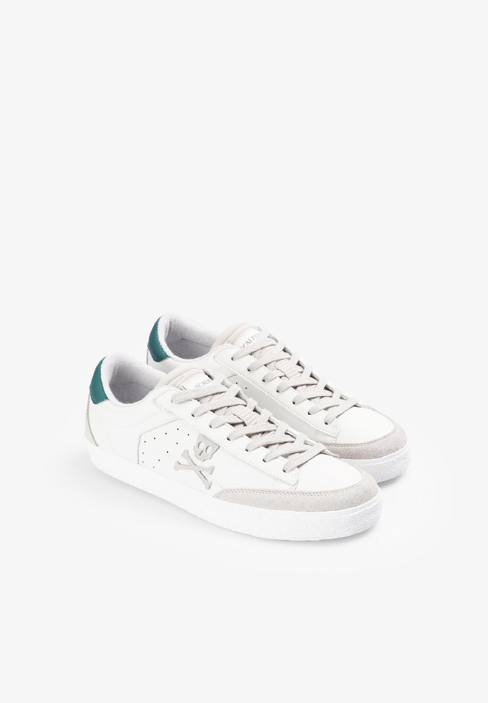 Scalpers LEATHER SKULL SNEAKERS WHITE/GREEN