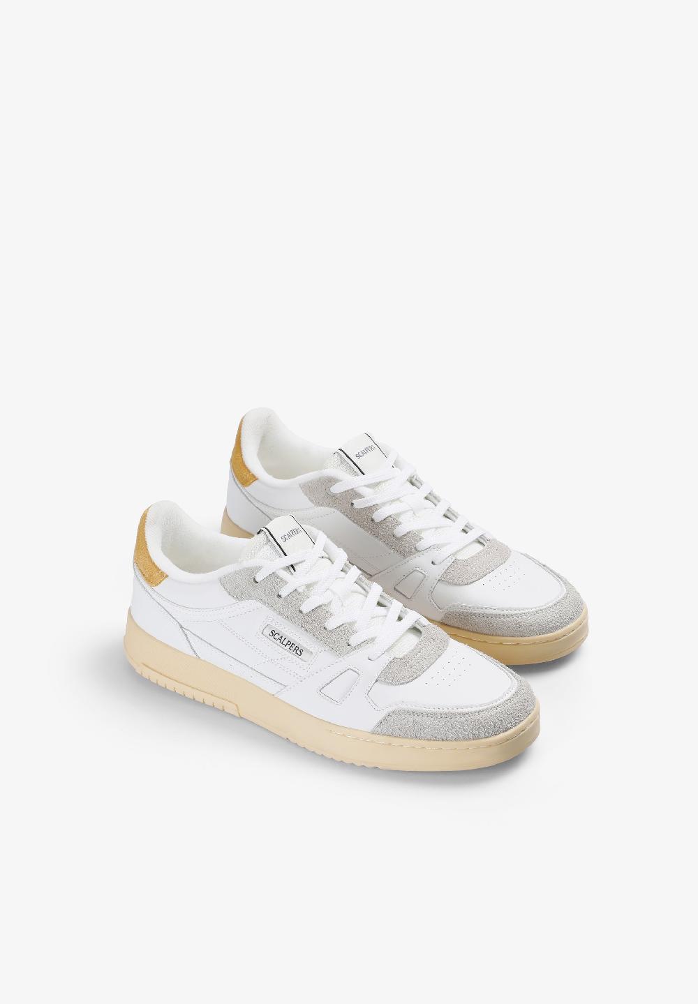 Scalpers LEATHER SKULL SNEAKERS WHITE/MUSTARD