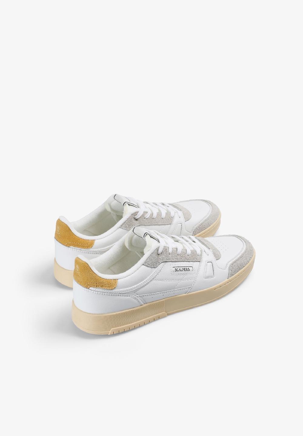 Scalpers LEATHER SKULL SNEAKERS WHITE/MUSTARD