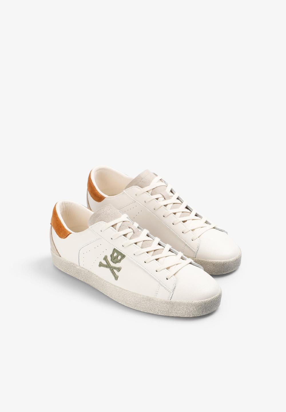 Scalpers LEATHER SKULL SNEAKERS WHITE/ORANGE
