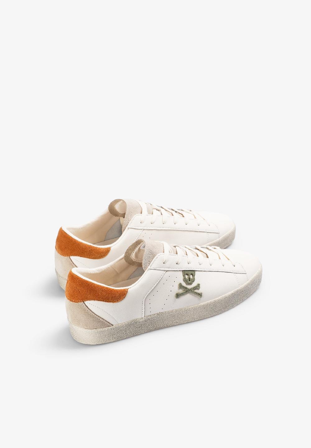Scalpers LEATHER SKULL SNEAKERS WHITE/ORANGE