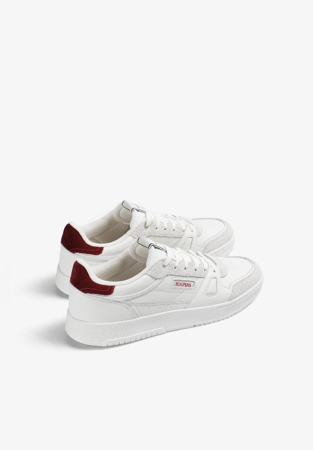 Scalpers LEATHER SKULL SNEAKERS WHITE/RED