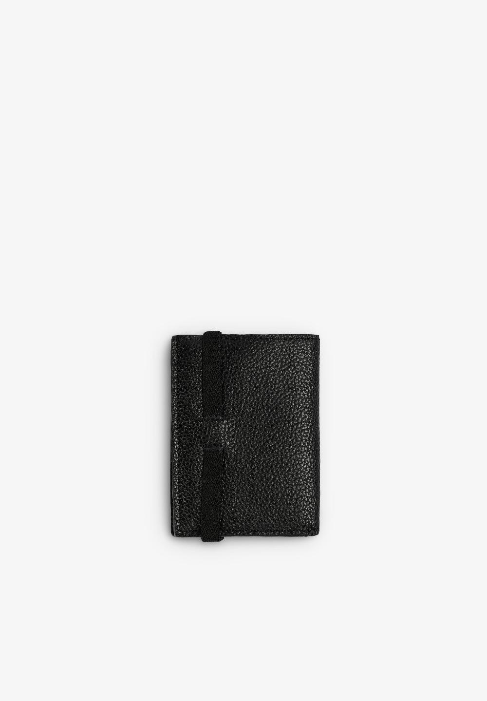 Scalpers LEATHER WALLET WITH ELASTIC CLOSURE BLACK
