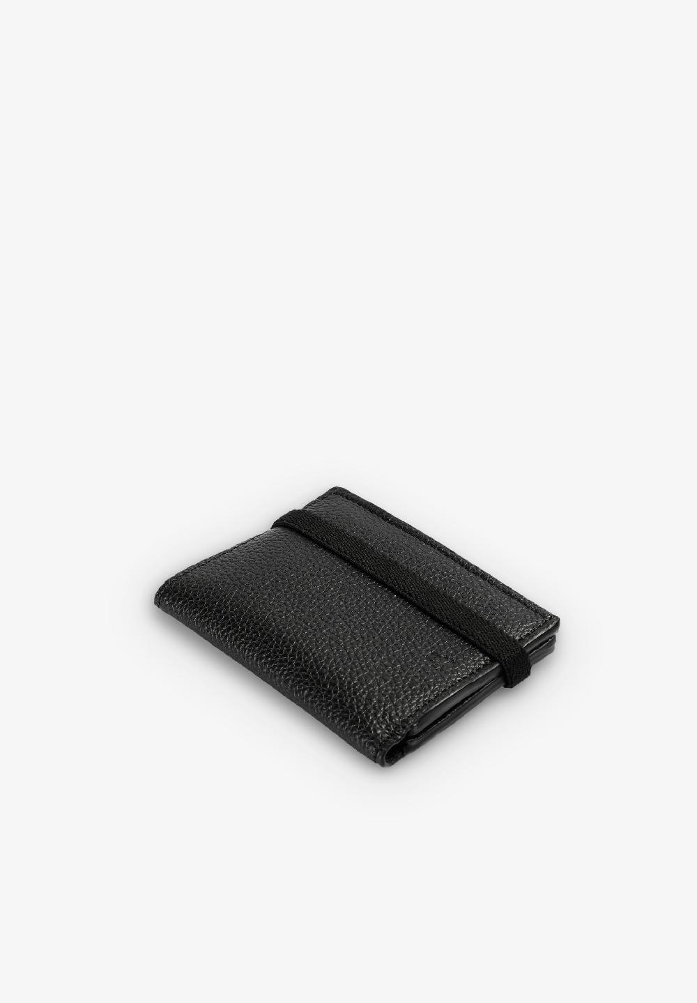 Scalpers LEATHER WALLET WITH ELASTIC CLOSURE BLACK