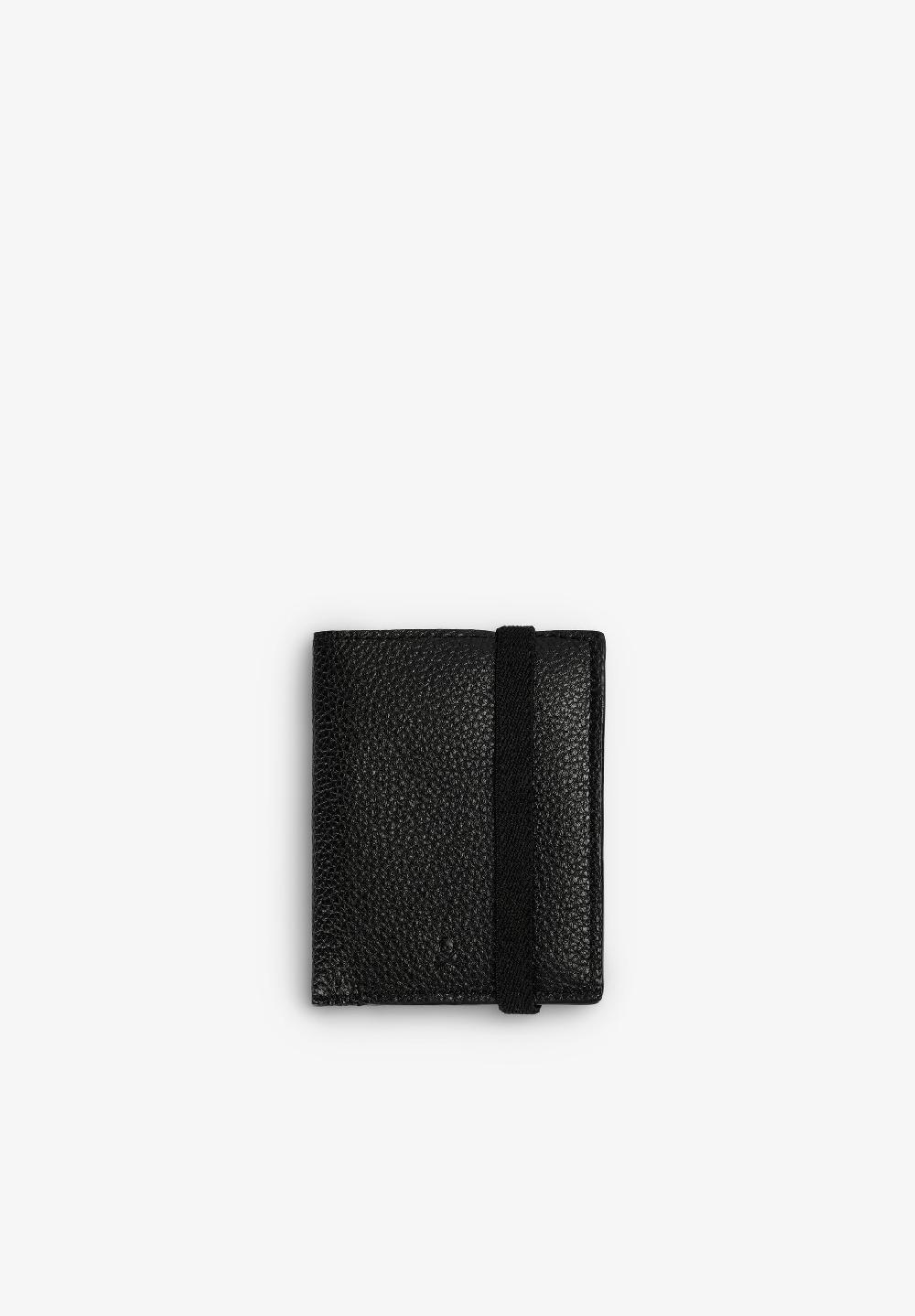 scalpers LEATHER WALLET WITH ELASTIC CLOSURE BLACK