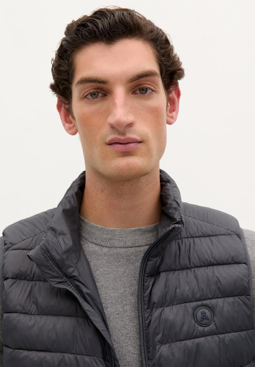 Scalpers LIGHT PUFFER GILET SKULL GREY