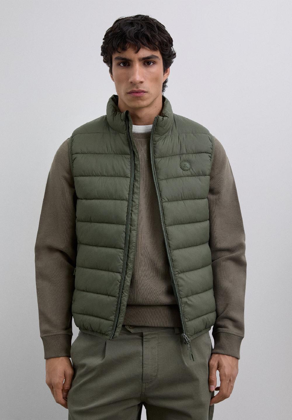 Scalpers LIGHT PUFFER VEST DARK KHAKI