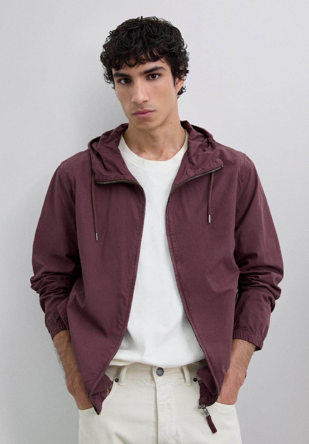 Scalpers LIGHTWEIGHT JACKET WITH HOOD BURGUNDY