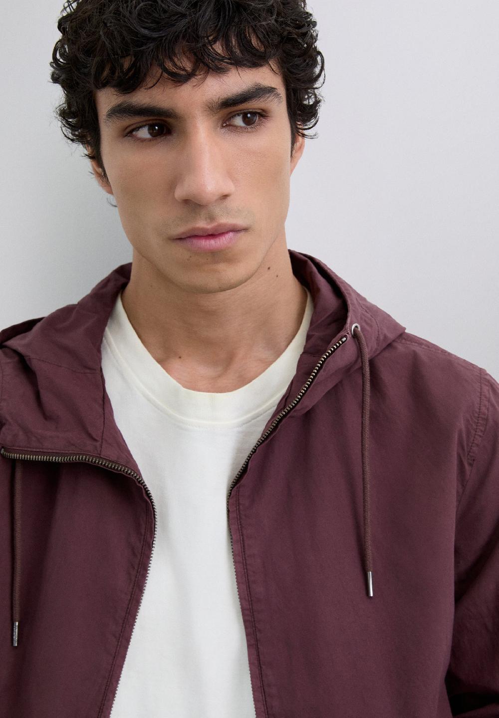 Scalpers LIGHTWEIGHT JACKET WITH HOOD BURGUNDY