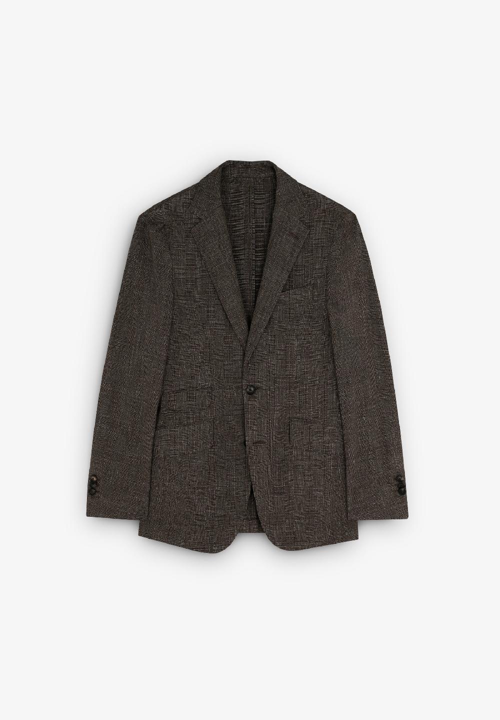scalpers LINEN BLAZER BROWN CHECK