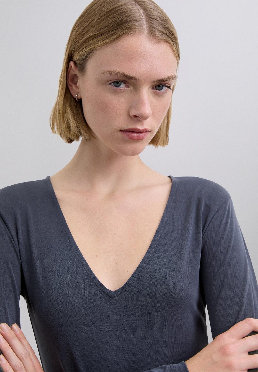 Scalpers LONG DRESS WITH GATHERED SLIT GREY