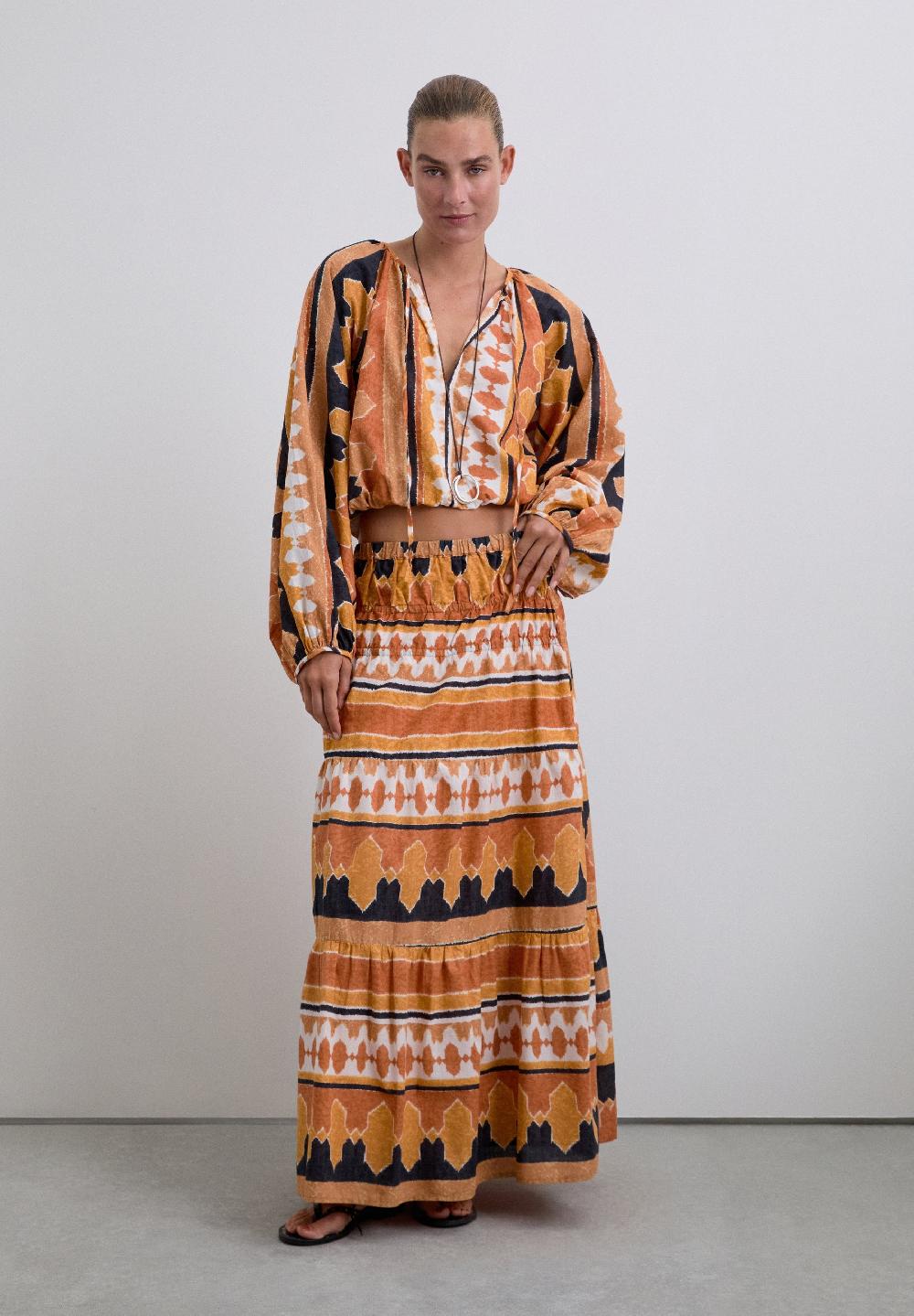 Scalpers LONG ETHNIC SKIRT MULTICOLOR