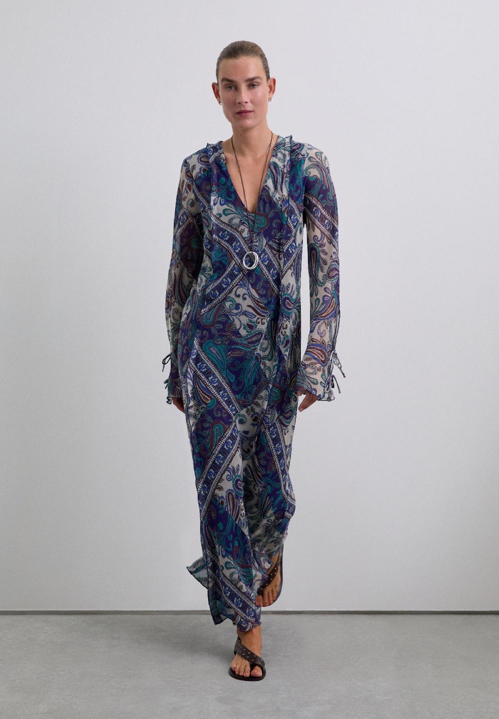 scalpers LONG FLOWING PAISLEY DRESS PURPLE/BROWN