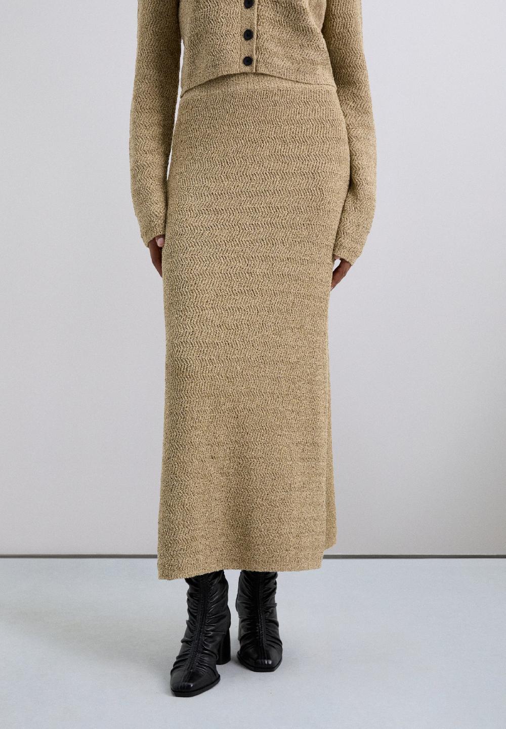 Scalpers LONG KNIT SKIRT TAUPE