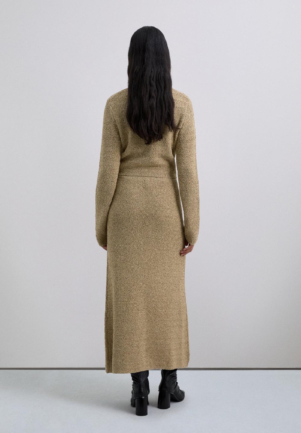 Scalpers LONG KNIT SKIRT TAUPE