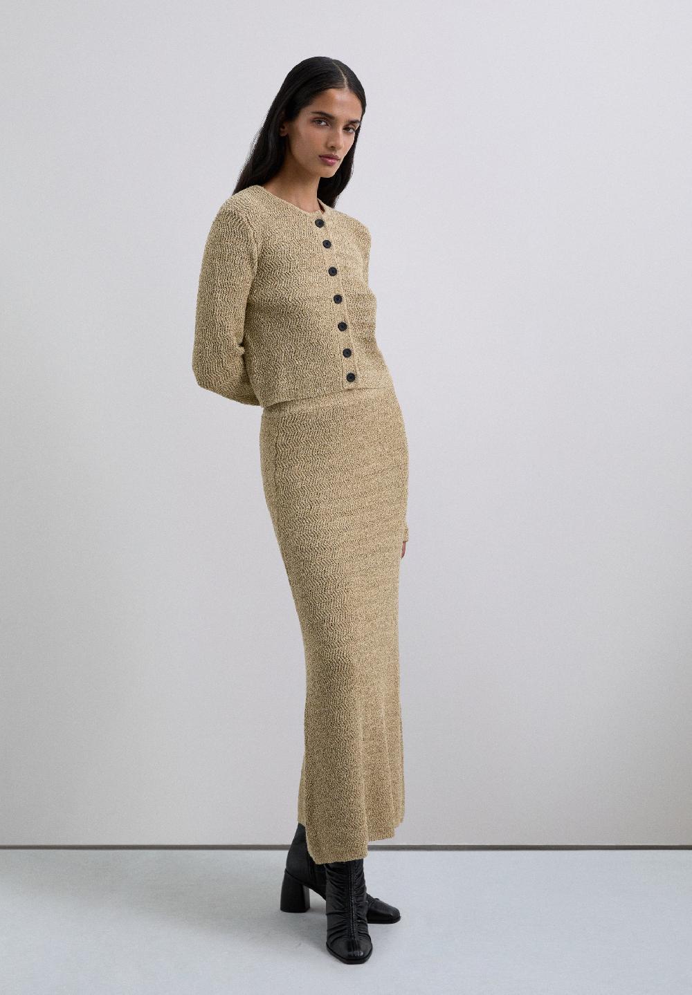 scalpers LONG KNIT SKIRT TAUPE
