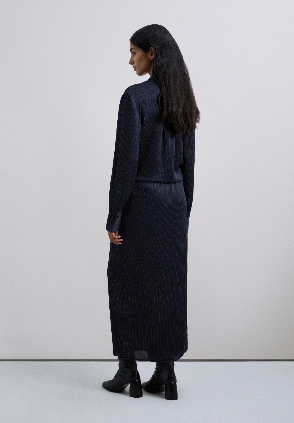 Scalpers LONG PINSTRIPE SKIRT NAVY