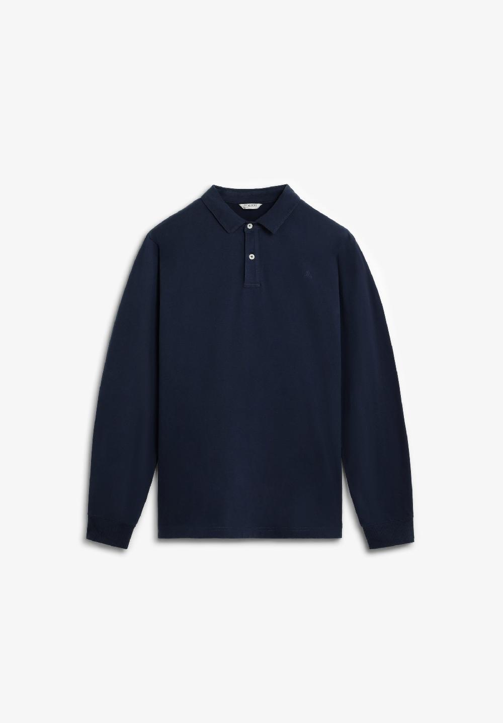 scalpers LONG SLEEVE COTTON POLO SHIRT DARK NAVY