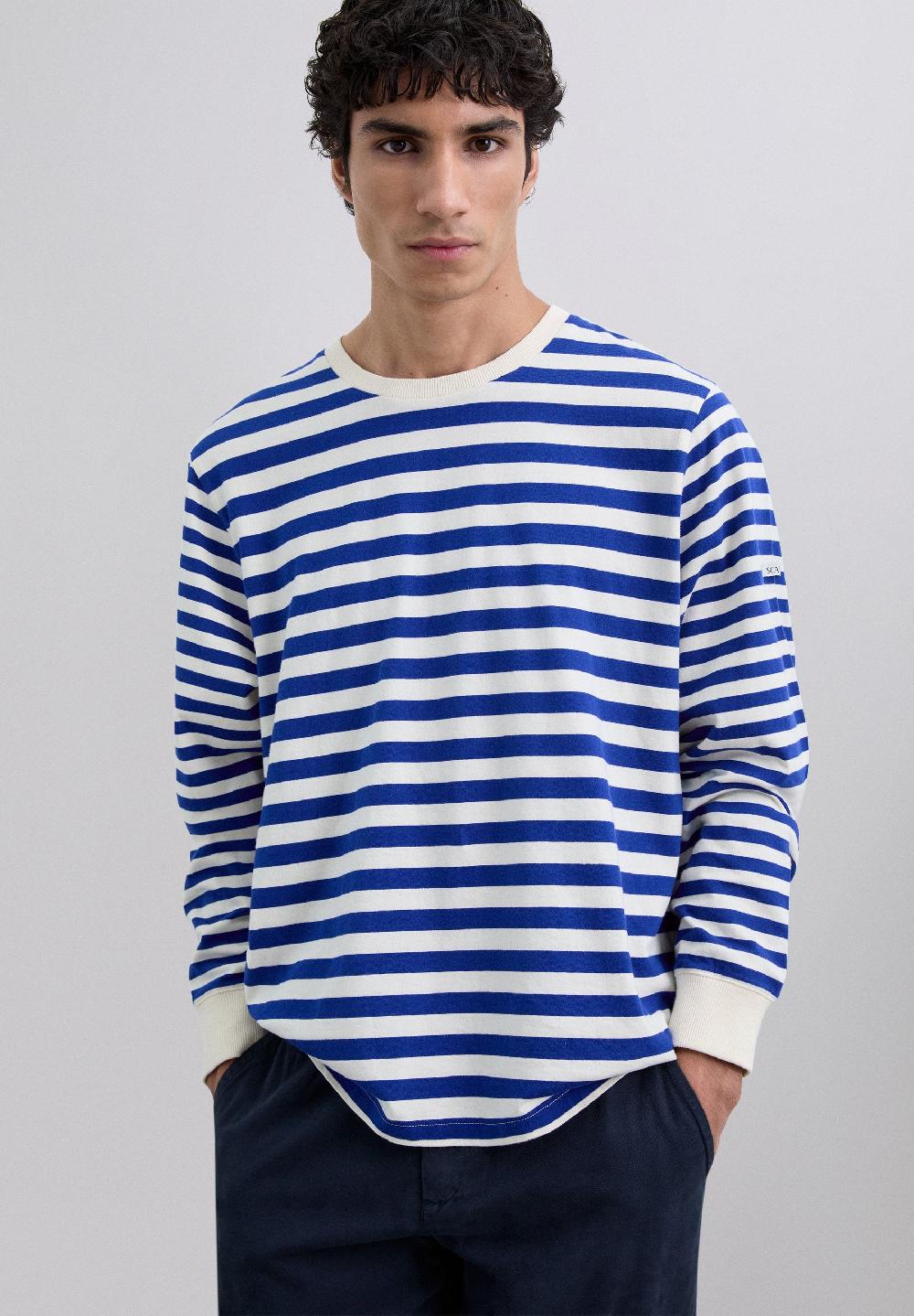 Scalpers LONG SLEEVE STRIPED T-SHIRT DARK BLUE