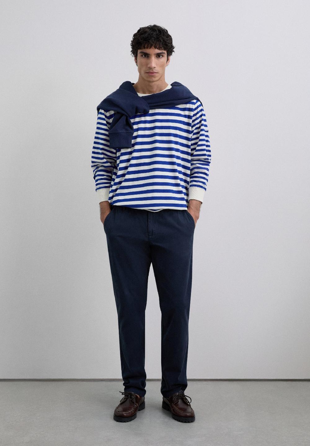 Scalpers LONG SLEEVE STRIPED T-SHIRT DARK BLUE