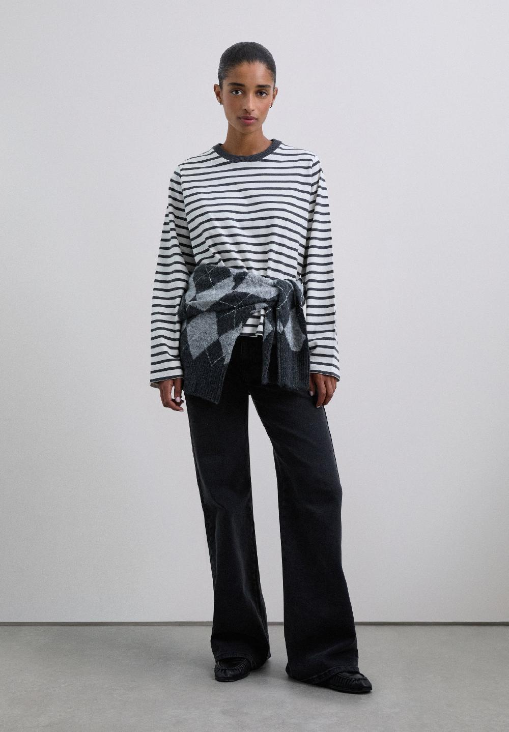 Scalpers LONG SLEEVE STRIPED T-SHIRT GREY STRIPES