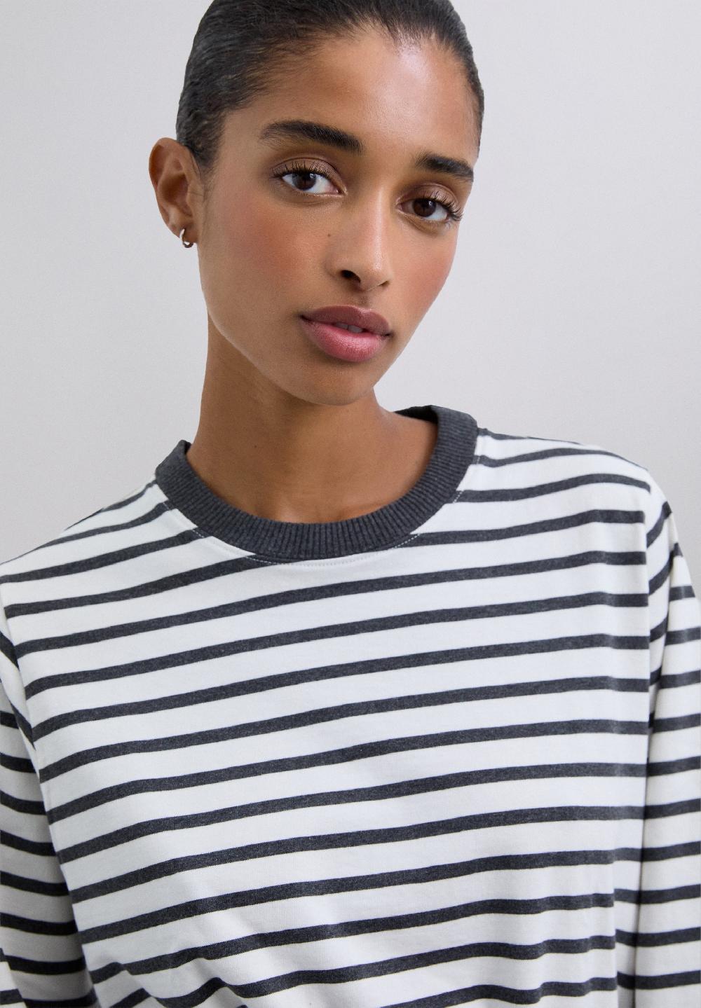 Scalpers LONG SLEEVE STRIPED T-SHIRT GREY STRIPES