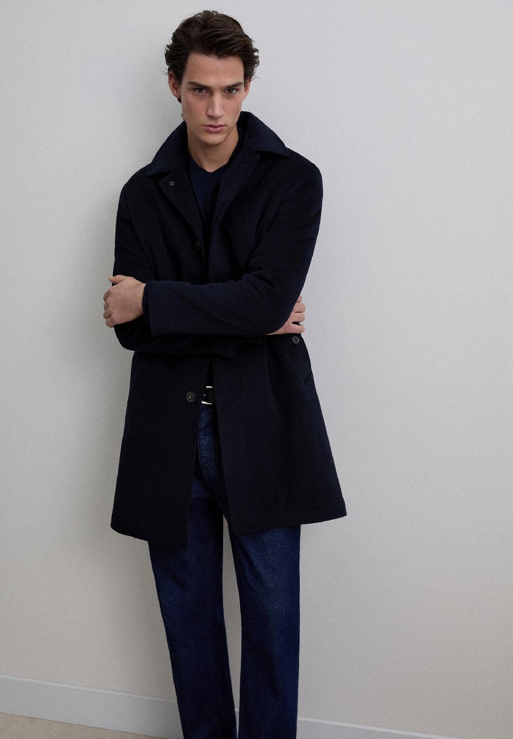 Scalpers LONG WOOL BLEND COAT NAVY