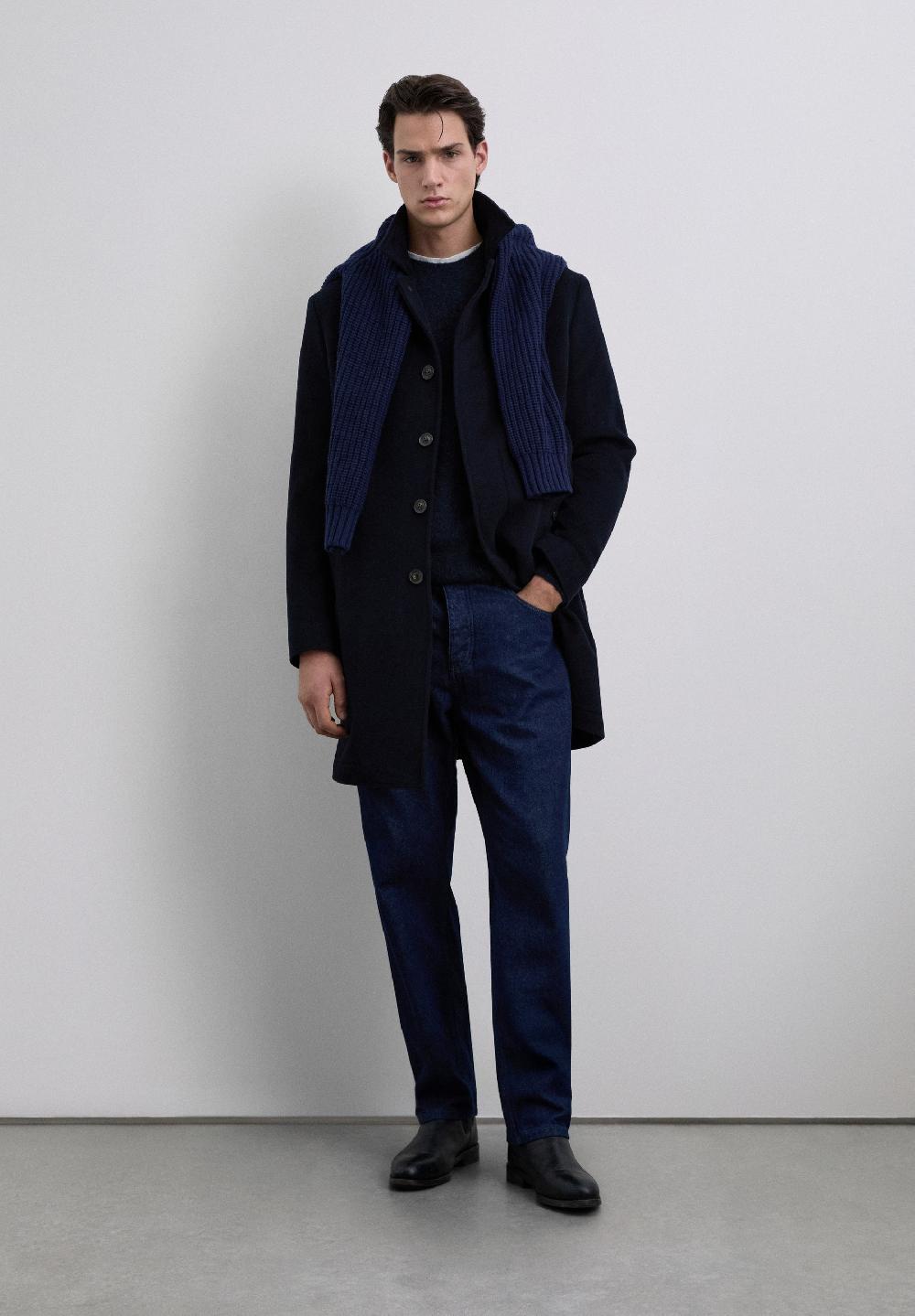 Scalpers LONG WOOL BLEND COAT NAVY