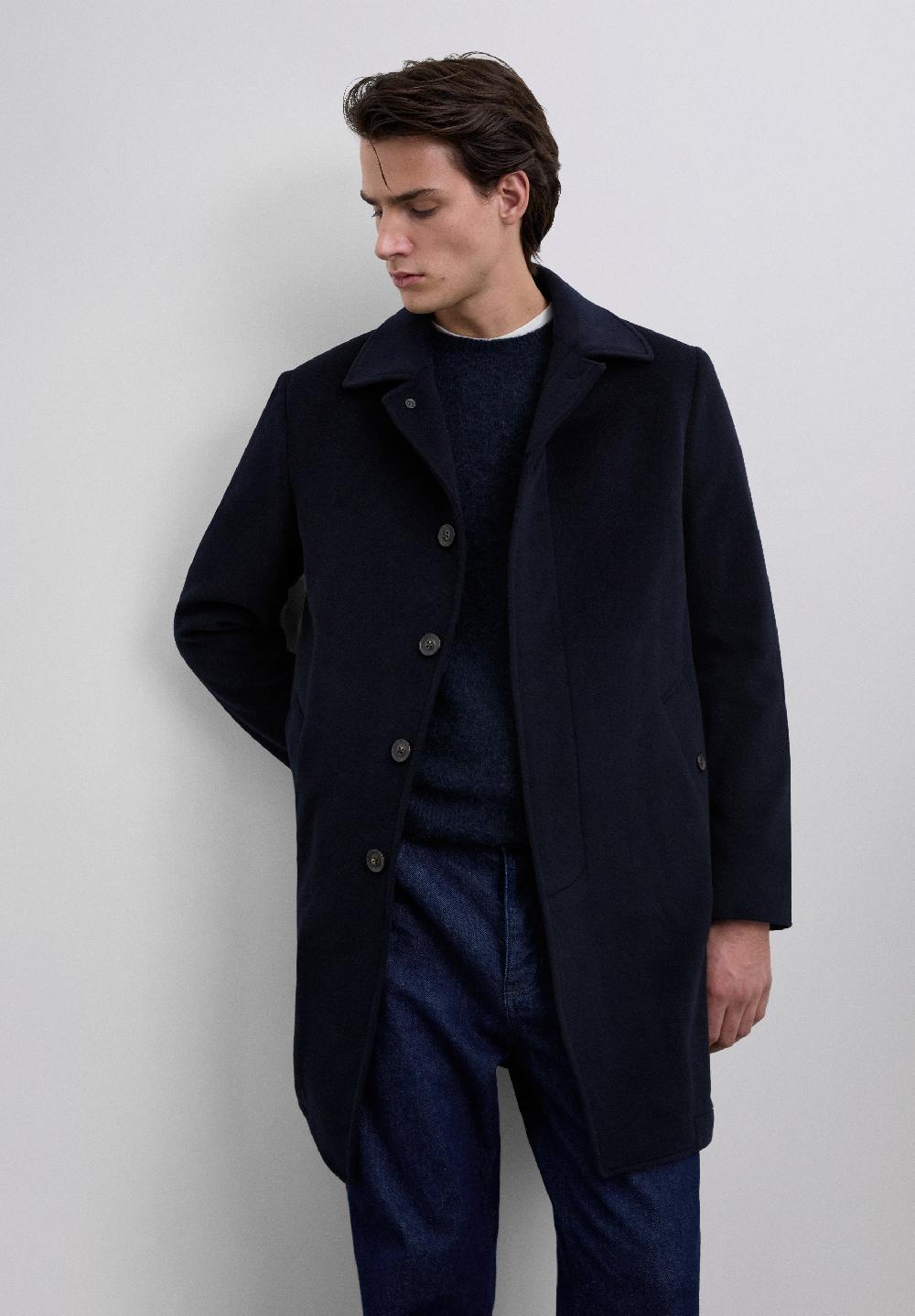 scalpers LONG WOOL BLEND COAT NAVY
