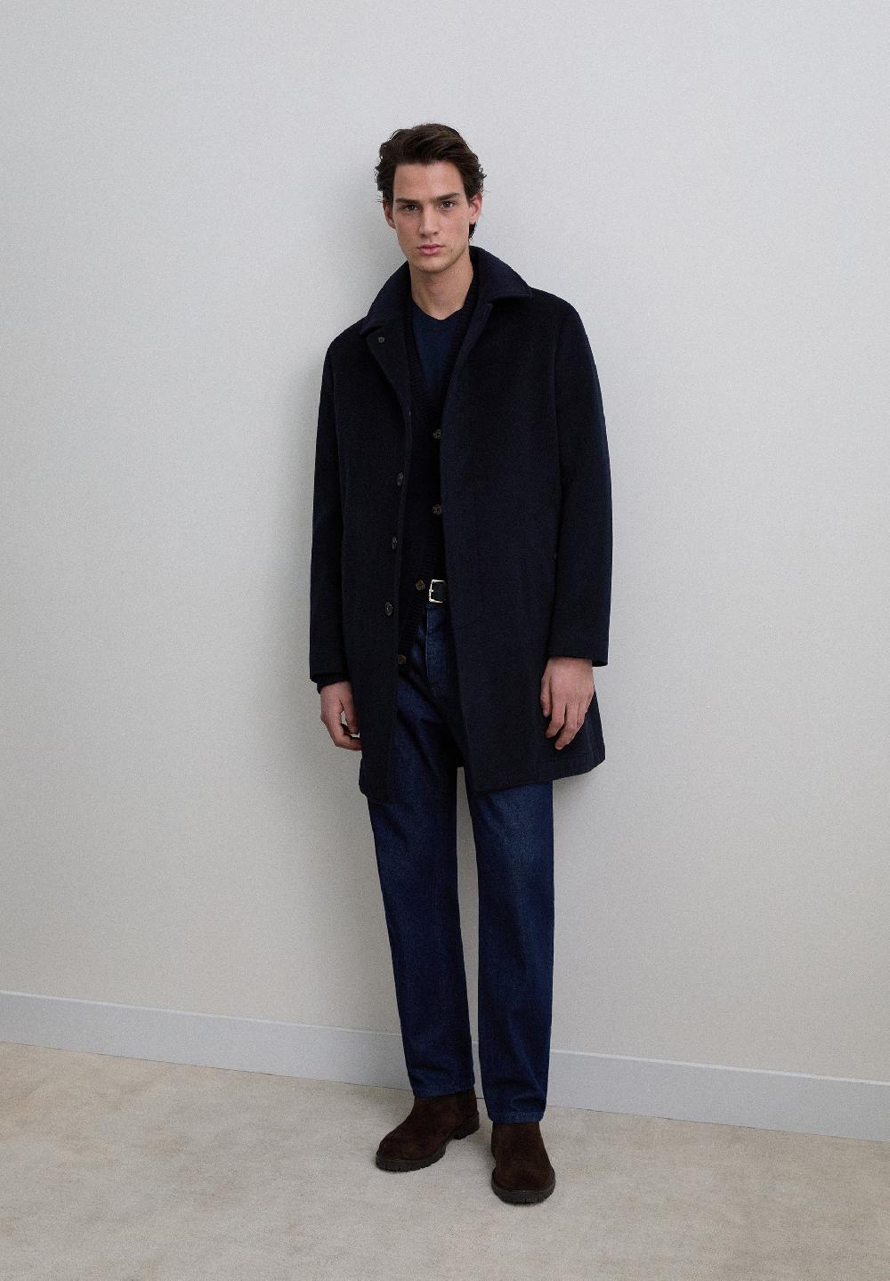 scalpers LONG WOOL BLEND COAT NAVY