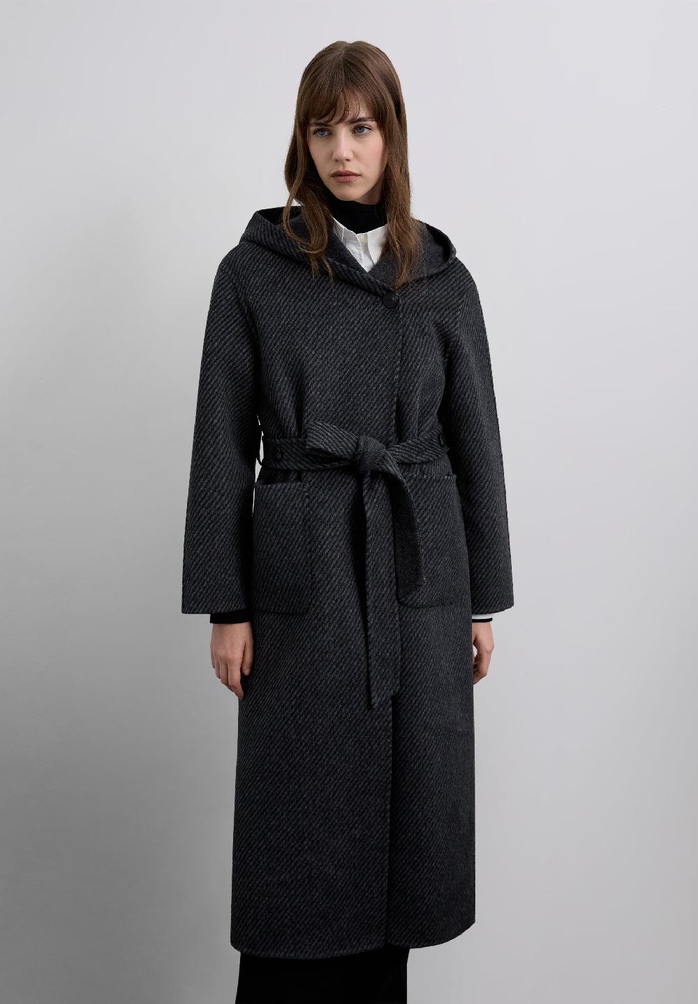 Scalpers LONG WOOL COAT WITH HOOD GREY