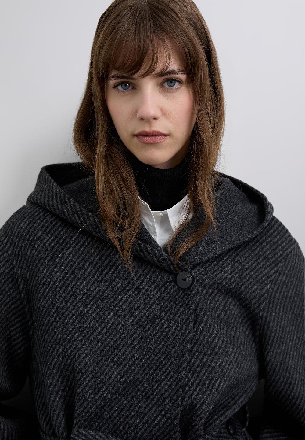 Scalpers LONG WOOL COAT WITH HOOD GREY