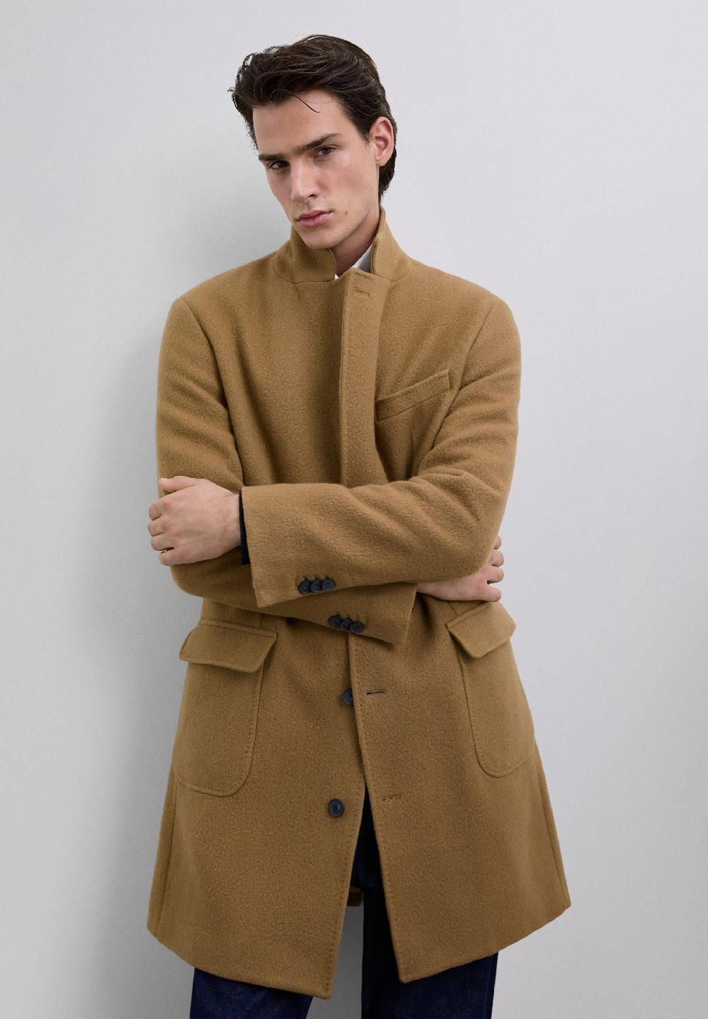 Scalpers LONG WOOL LAPEL COLLAR COAT CAMEL