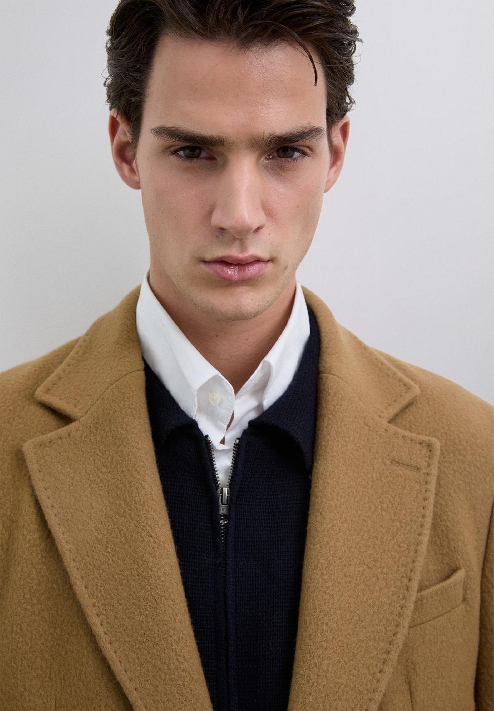 Scalpers LONG WOOL LAPEL COLLAR COAT CAMEL